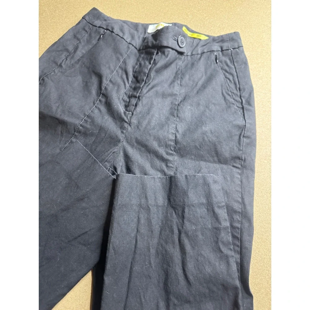 Maeve Anthropologie Black Linen Blend Straight Leg Trousers Pants Womens Size 6‎